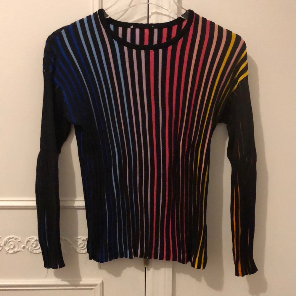 Kenzo Black Multicolor Striped Long Sleeve Top
